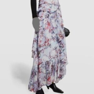 Iro Women's Purple Jisaora Ruffled High-Rise A-Line Skirt Size 38 NWT